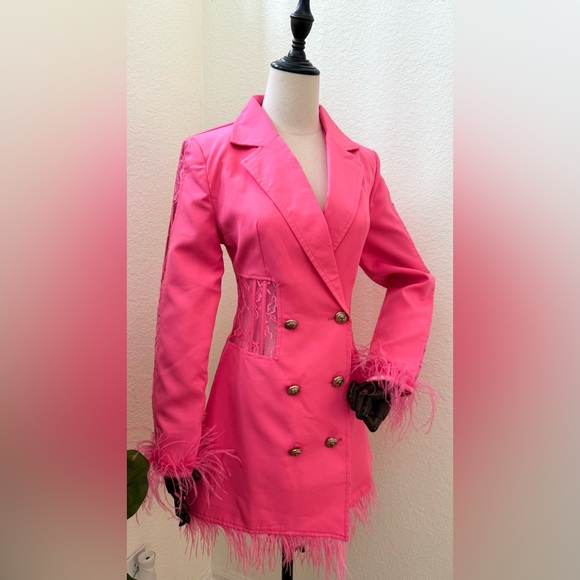 Elegant Pink Long Sleeve Dress - Picture 2 of 6